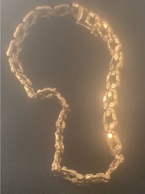 14K Gold Textured Link Bracelet for Women